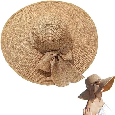 Productafbeelding van Dameszonnehoed "Strandsonnenhut" 56-58 cm - Crèmezwart - Strooien strandhoed - Zonnehoed met brede rand - Strandhoed met UV-bescherming - Reiszonnehoed - Dameszonnehoed - UV-bestendige strandhoed met brede rand - Verstelbare reishoed
