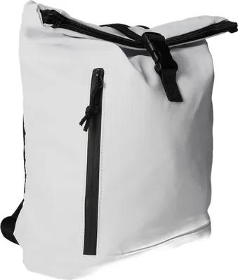 Produktbild von Weißer Synthetik-Rucksack mit gepolstertem Rücken und Schultergurten 27x32x8 cm (B x H x T)