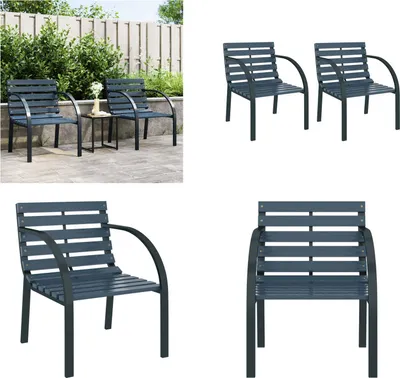 Produktbild von vidaXL Gartenstühle 2 Stk. Grau Holz - Gartenstuhl - Gartenstühle - Gartensessel - Garten-Sitzgruppe