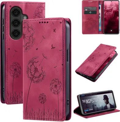 Produktbild von Handyhülle für Samsung Galaxy S26 RFID Schutz Klapphülle Case Cover Design Blume Pusteblume Schutzhülle Farbe: Magenta