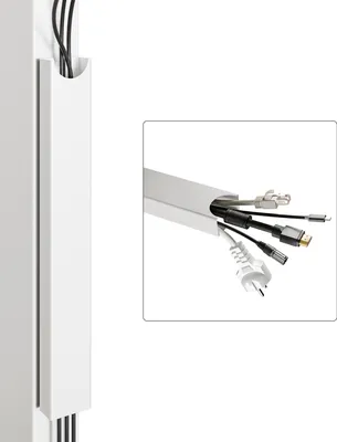 Produktbild von Desktronic Magnetischer Kabelkanal Schreibtisch, 37x5x2,5cm, Hochwertiger Stahl, Kabel Organizer für Kabelführung Weiß