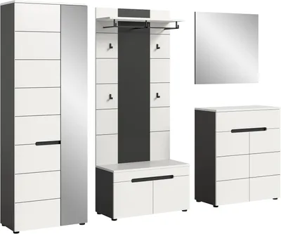 Produktbild von Garderoben-Set Canu 1 | Basalt grau / Weiß | 5-teilig ohne