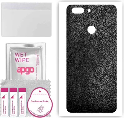 Produktbild von apgo Rückseite Schutzfolie, Skin, kompatibel mit Lenovo S5, Hinten Displayschutzfolie aus Vinylfolie, kratzfest, einfache Montage - Schwarzes Leder