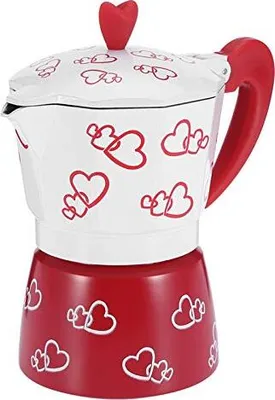 Produktbild von Aluminium -Espresso -Maschine Herd - Roter Herz Moka -Topf Italienischer Kocher Kaffee Express (en)