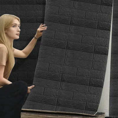 Produktbild von 3D-Wandpaneele, selbstklebend, 70 cm x 10 m, Steinoptik, Ziegeloptik, wasserdichte Wandaufkleber, Wandverkleidung für Küche, Schlafzimmer, Wohnzimmer, Hintergrunddekoration für Fernseher