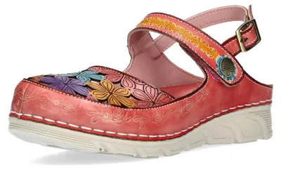 Produktbild von Laura Vita Damen Sandale vorne geschlossen Blumen Cut-Outs Dorry 32, Größe:38 EU, Farbe:Rot