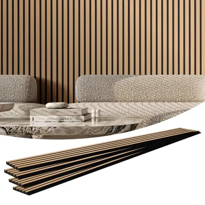 Produktbild von VEVOR Holzlatten Akustikpaneele, 20 x 240 cm, MDF Akzent Wandpaneele für moderne Innenwände, Kunstholz Wandpaneele für stilvolle Dekoration und Geräuschreduzierung, Walnuss, Helles Eichenholz, L7.9xW94.5 Zoll-b
