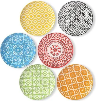 Obrázek produktu pro Sada barevných porcelánových talířů, 8 palců, salátové/dezertní talíře