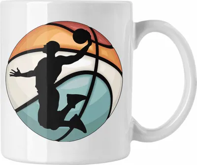 Produktbild von Trendation - Basketball Tasse Geschenk Basketballspieler Trainer Geschenkidee Lustige Tasse Basketballer Jungs Jungen Coach (Weiß)