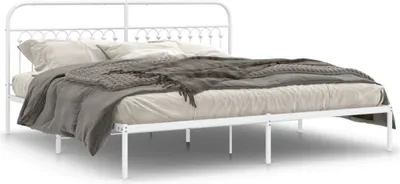 Immagine prodotto di Maison Exclusive - Letto con testiera in metallo bianco 193x203 cm