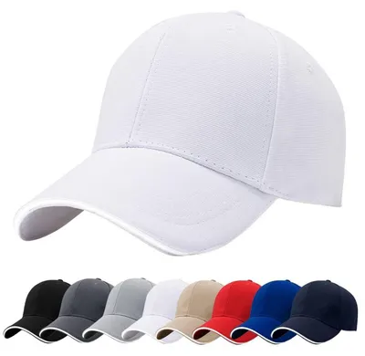 Immagine prodotto di Cappello da baseball da uomo, 6 pannelli, 100% cotone, regolabile, bianco