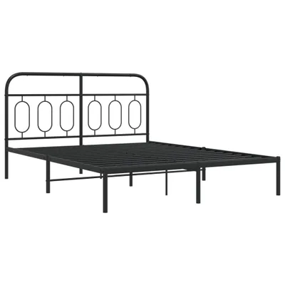 Produktbild von Bettgestell mit Kopfteil Metall Schwarz 140x190 cm