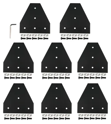 8 Eckverbinderplatten für 4040 Aluprofil, schwarz, 120x120x5 mm