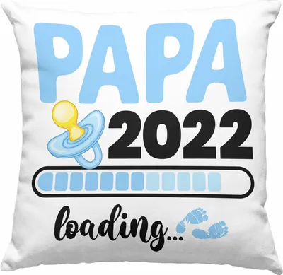 Produktbild von Trendation - Papa 2022 Loading Deko-Kissen mit Füllung 40x40 Schwanger Schwangerschaftsverkündung Überraschung Du Wirst Vater (Blau)