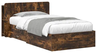 Zdjęcie produktu dla Rama łóżka vidaXL z schowkiem, dąb wędzony, 75 x 190 cm