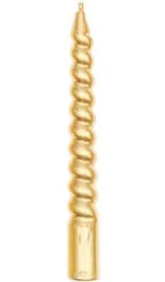 Image de Bougies en spirale, dorées, lot de 10, Ø 1,2 cm x 10 cm de haut