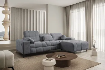 Produktbild von Ecksofa Wohnzimmer Couch DAFNE I - Ottomane Links / Rechts zur Auswahl - Grau -  - IM Sofa