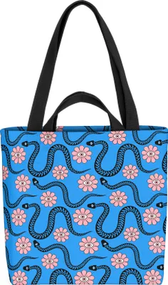 Produktbild von VOID Psycholedische Blumen Schlangen Tasche 33x33x14cm,15l Einkaufs-Beutel Shopper Einkaufs-Tasche Bag