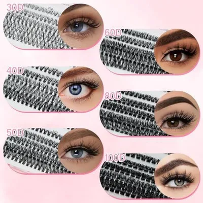 Produktbild von 600 Stück Wimpernset mit 30D, 40D, 50D, 60D und 80D im D-Schwung, 8–16 mm, professionelle Wimperncluster mit Wimpernpinzette für die Wimpernverlängerung zu Hause