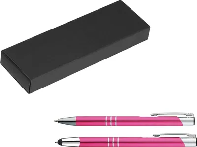 Produktbild von Metall Schreibset / Touchpen Kugelschreiber + Kugelschreiber / Farbe: pink