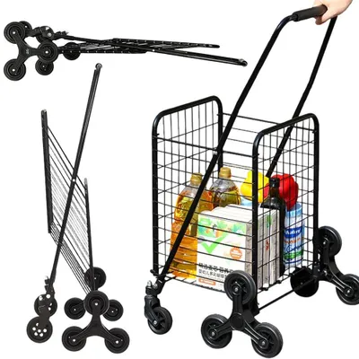 Obrázek produktu pro 57L nákupní vozík schodolez skládací nákupní vozík černý nákupní vozík nákupní taška nákupní vozík