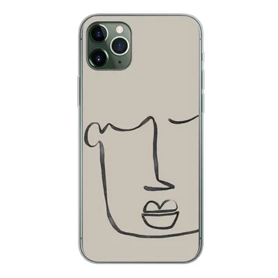 Produktbild von MuchoWow® Handyhülle Schutzhülle Hülle für iPhone 11 Pro Max Gesicht - Abstrakt - Strichzeichnung Silikon Softcase Handy Hülle - Schutz