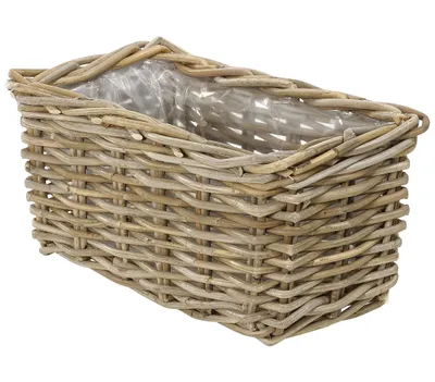 Produktbild von Dehner Rattan-Pflanzkasten, ca. 60 x 23 x 20 cm, Rattangeflecht, grau/braun