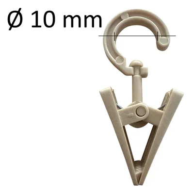 Image de rewagi® Pinces à rideaux pivotantes avec oeillet - Beige - Ø 10 mm - 40 × 18 mm - 10 pièces -  Germany
