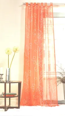 Obrázek produktu pro Hotová záclona s poutky, průsvitná, rozměry 140 x 245 cm, s květinovým vzorem, vhodná do obývacího pokoje
