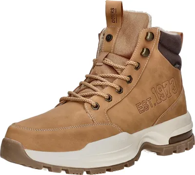 A single tan boot is shown against a white background.