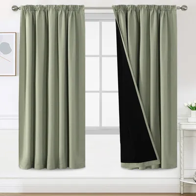 Verdunkelungsgardinen Set 2er, 214x132 cm, lichtsalbei, blickdicht