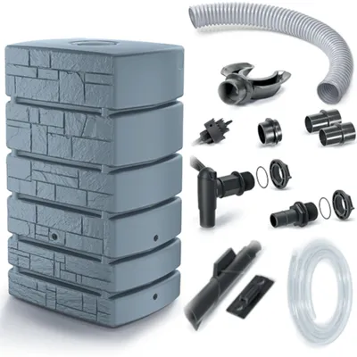 Produktbild von Set Turmstein 500L Regenwassertank + Anschlusskit für Regenwassertanks Icanset 1 + Icanset 5