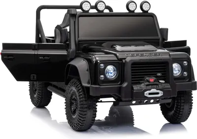 Produktbild von Elektrisches Kinderfahrzeug Land Rover Defender 110 SVX 12V, schwarz, 4X4-Antrieb, LED-Lichter, Vorder- und Hinterradfederung, 2,4-GHz-Fernbedienung, USB/AUX-Eingang, Bluetooth, Lithium-Akku, 4 x 25W-Motor, ORIGINALE Lizenz