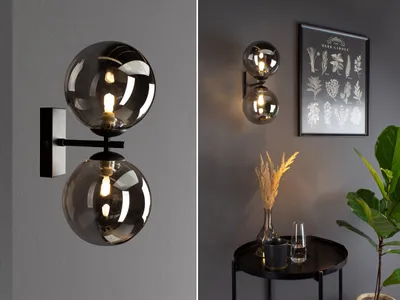 Produktbild von ECO-LIGHT 9120-AP2 NERO LuceDesign Wandleuchte NEPTUN 2xG9 schwarz mit dark-smoked Gläsern mit Schalter H23,3cm B10cm T16,5cm