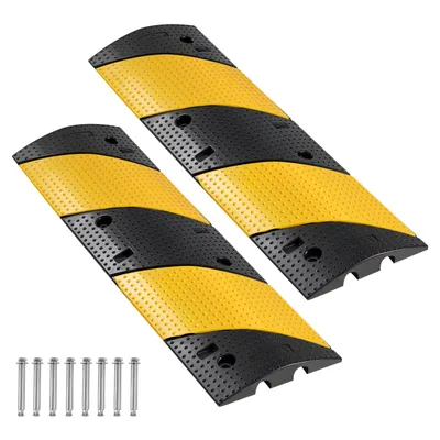 Productafbeelding van VEVOR kabelbrug, 100 cm, draagvermogen 9979 kg, rubberen overrijdbare bescherming met 2 kanalen, valpreventie, vloerbescherming, geschikt voor gebieden met hoge drempels, thuis, kantoor, magazijn, set van 2