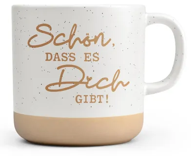 Immagine prodotto di Tazza con scritta "Sono felice che tu esista", colore beige, in Vetroceramica, capacità 360 ml