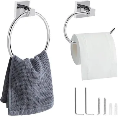 Produktbild von 2er-Pack Edelstahl-Toilettenpapierhalter Wandmontage Bad