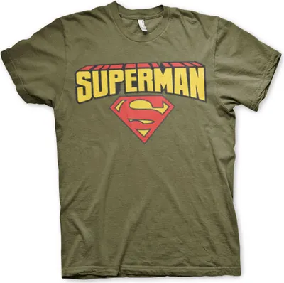 Produktbild von Superman Blockletter Logo T-Shirt - Large - Olive