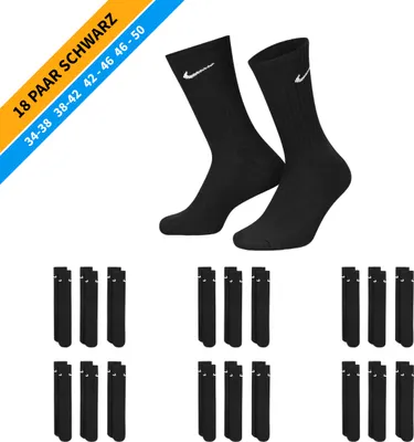 Produktbild von NIKE Socken - Farbe: 18 Paar Schwarz Tennis Socken - Größe: 34-38