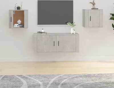 Produktbild von "Rabatt" TV-Wandschränke 2 Stk. - TV-Konsole Modern - Betongrau 40x34,5x40 cm - TV-Schränke CC21391