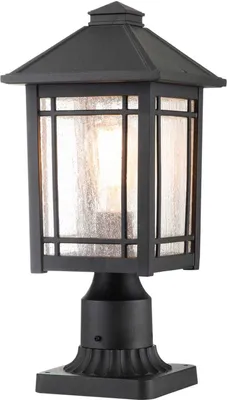 Produktbild von Sockelleuchte Aluminium Glas E27 IP44 44,5 cm Schwarz Rustikal Außenlampe