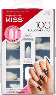 Image de Kiss Gellac 100 Full Cover Nails - Ongles artificiels - 100 pièces - Faux ongles - Transparent - Long stiletto