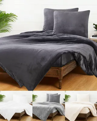 Produktbild von JACK Teddy Flausch Plüsch Bettwäsche 4tlg. 135x200cm Weiß Grau Anthrazit Uni Anthrazit