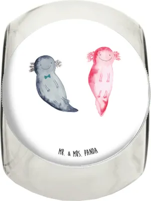 Produktbild von Mr. & Mrs. Panda Lebensmittelbehälter Axolotl Freundin XL 2000ml - Weiß - Geschenk, Liebe, Teedose, Molch, Valentinstag, Vorratsbehälter, Aufbewahrungsdose, Glasdose