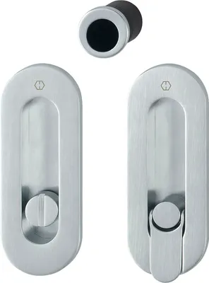 Produktbild von HOPPE Schiebetürmuschel Set M472 - WC, ovale Rosette, Messing verchromt matt