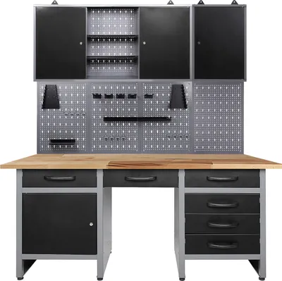 Produktbild von ONDIS24 Werkstatt Set Harry 160 cm 2 Schränke offen