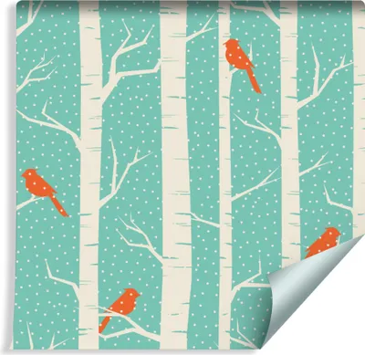 Produktbild von 10m VLIES TAPETE Rolle Birken Baum Winter Vügel Natur XXL