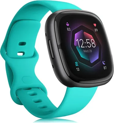 Produktbild von Strap-it Fitbit Sense 2 Silikonarmband (Aqua) - Große: S/M