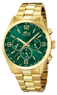 Produktbild von Lotus Chronograph Herrenuhr Grün Gold Edelstahl 18153/B