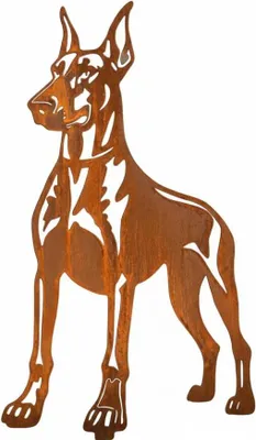 Produktbild von Edelrost Doberman (Kupiert) - Rost Deko Hund Rostfigur Gartendeko für Draußen - stabile Metall Gartenfigur aus Stahl - Wetterfest für Beet Terrasse - 45x20cm